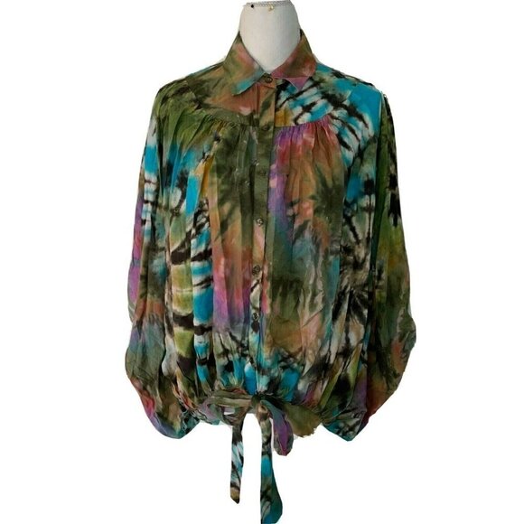 Tolani Collection Womens Tie Dye Print Top Multicolor Relaxed Fit Modal Size XXS - Picture 3 of 15